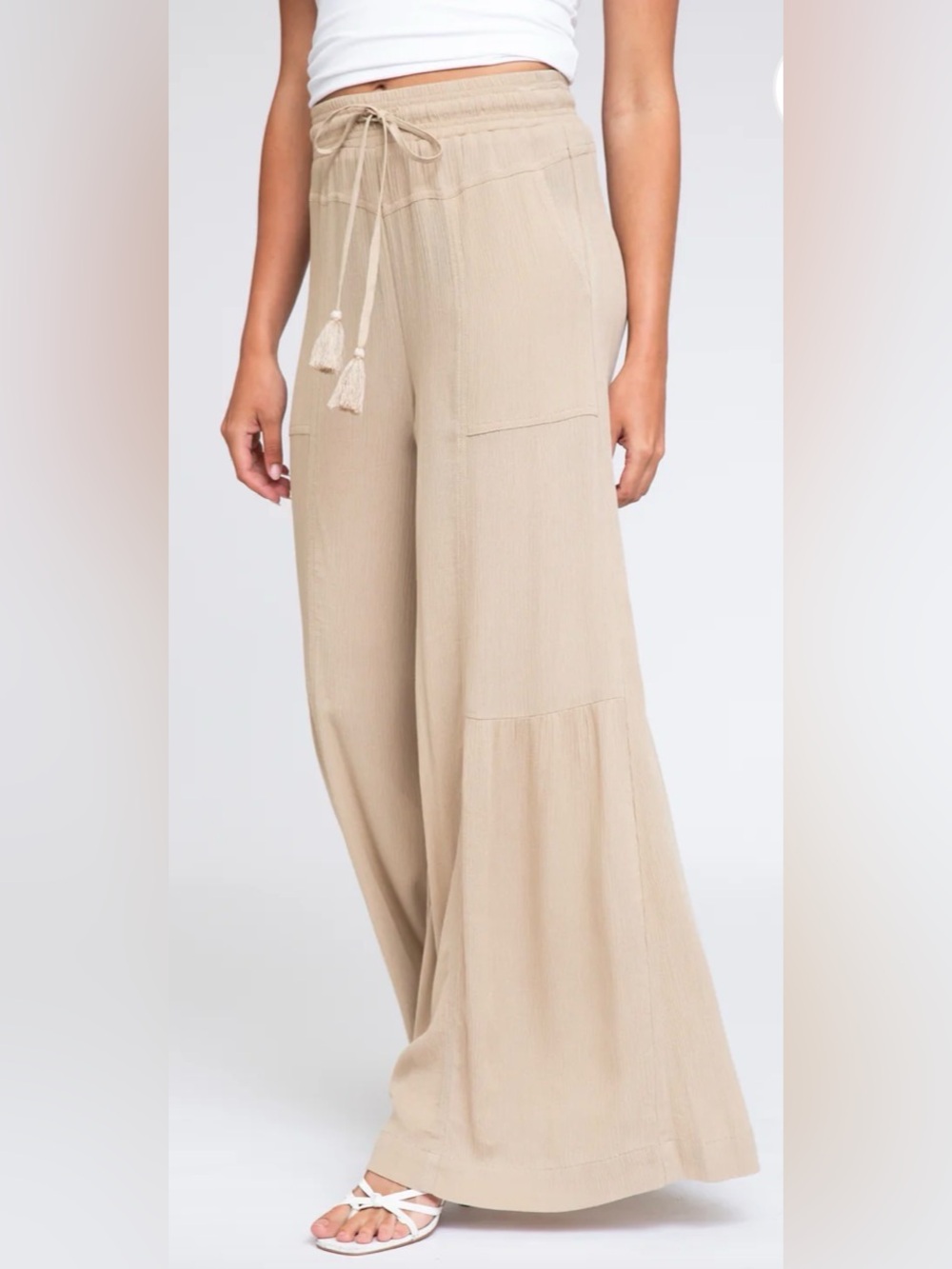 Wide leg pants w/ stretchy waist palazzo style. Slimming, flowy, relaxed. XL NWT